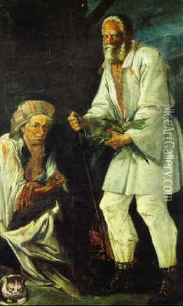 Ein Altes Bauernpaar Oil Painting - Giacomo Francesco Cipper