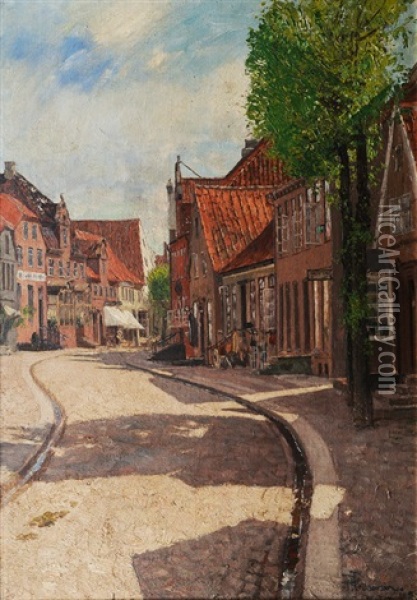 Small Frisian Town Oil Painting - Hans Peter Feddersen the Younger