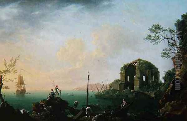 Italian Port Scene Oil Painting - Thomas Patch