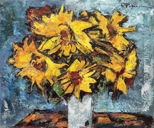 Floarea-soarelui Oil Painting - Gheorghe Petrascu
