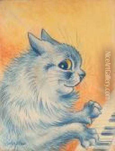 The Pianist Oil Painting - Louis William Wain