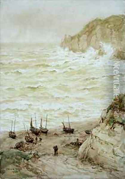 Beer Cove in a Storm Oil Painting - Frank Dadd
