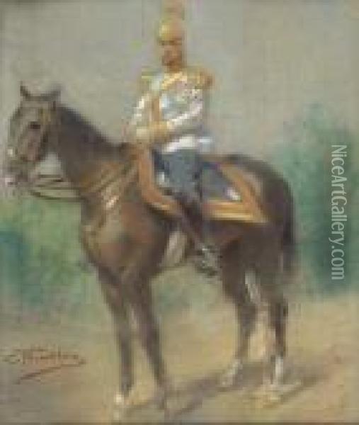 Tsar Nicholas Ii On Horseback Oil Painting - Konstantin Egorovich Egorovich Makovsky