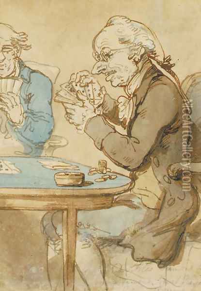 The card players Oil Painting - Thomas Rowlandson