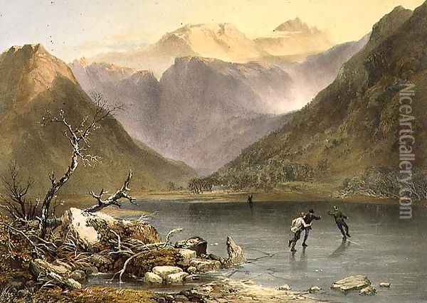 Brothers Water, from The English Lake District, 1853 Oil Painting - James Baker Pyne