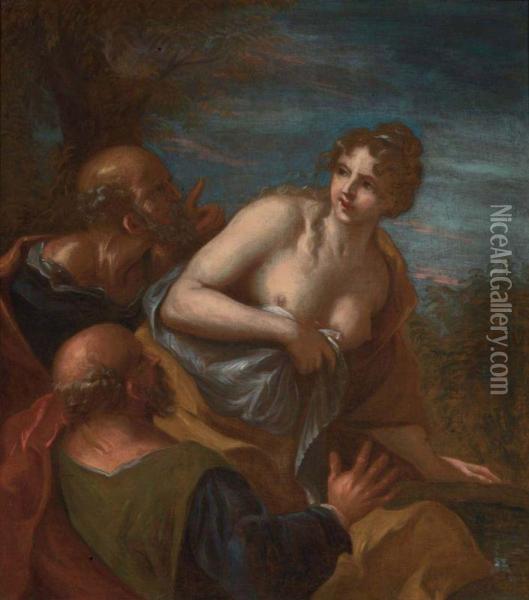 Susanna E I Vecchioni Oil Painting - Giannantonio Pellegrini