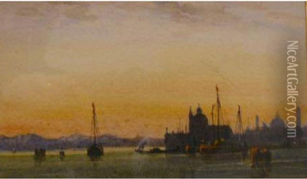 Ville Italienne Au Bord D Un Lac Oil Painting - William Wyld