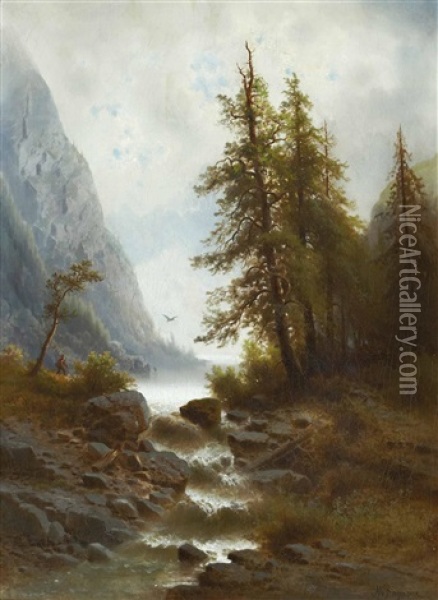 Wildbach Oil Painting - Albert Rieger
