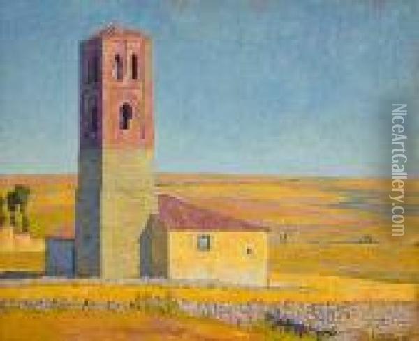 Iglesia En Campos De Castilla Oil Painting - Enrique Nieto Uribarri