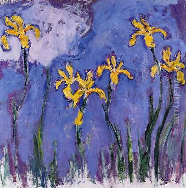 Yellow Irises With Pink Cloud Oil Painting - Claude Oscar Monet