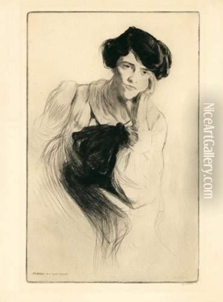 Mademoiselle Delvair De La Comedie Francaise. 1901. Oil Painting - Edgar Chahine