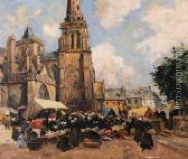 Place De Marche Animee Oil Painting - Fernand Marie Eugene Legout-Gerard