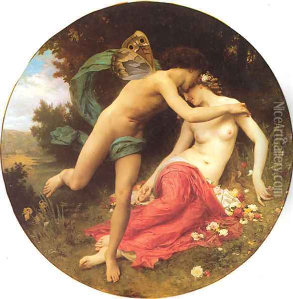 Cupid And Psyche Oil Painting - William-Adolphe Bouguereau