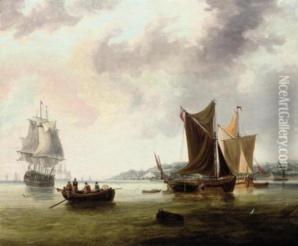 View Of Gravesend, Kent, With Shipping In The River Oil Painting - James Duffield Harding