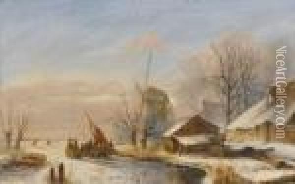 Paysage D'hiver Oil Painting - Andreas Schelfhout