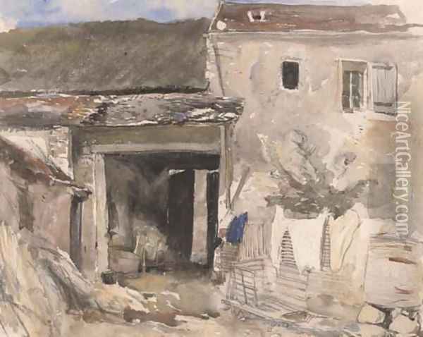 Study of farm buildings Oil Painting - William James Muller
