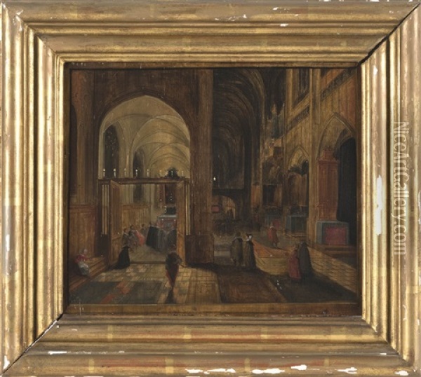 Figures In A Church Interior Oil Painting - Peeter Neeffs the Younger
