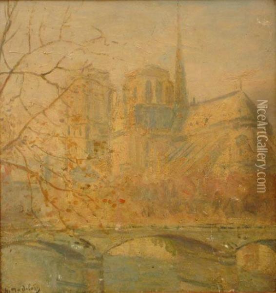 Notre Dame De Paris, Derniers Rayons D'automne Oil Painting - Gustave Madelain