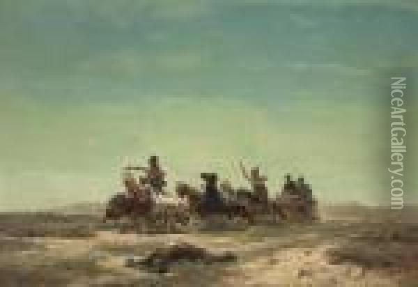 Racing Over The Steppe Oil Painting - Adolf Schreyer