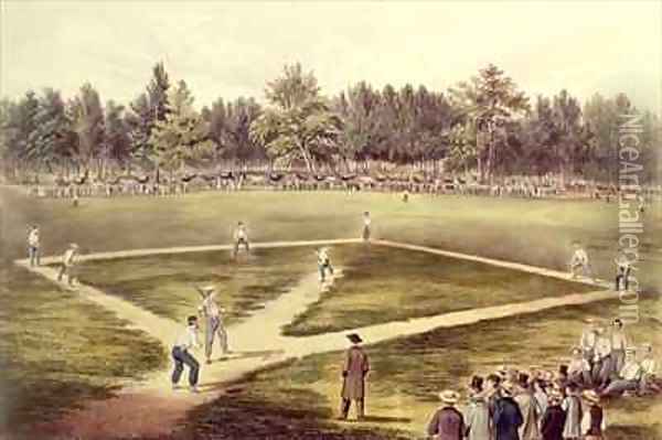 The American National Game of Baseball Grand Match at Elysian Fields Hoboken NJ Oil Painting - Currier