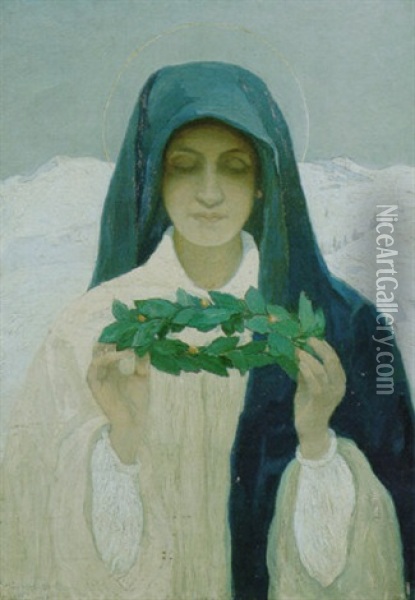 Madonna Della Neve Oil Painting - Pietro Fragiacomo
