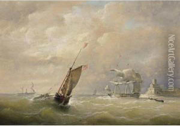 Shipping Off The Coast Oil Painting - Christiaan Cornelis Kannemans