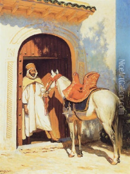 Arabier Met Zijn Paard Oil Painting - August Johannes le Gras