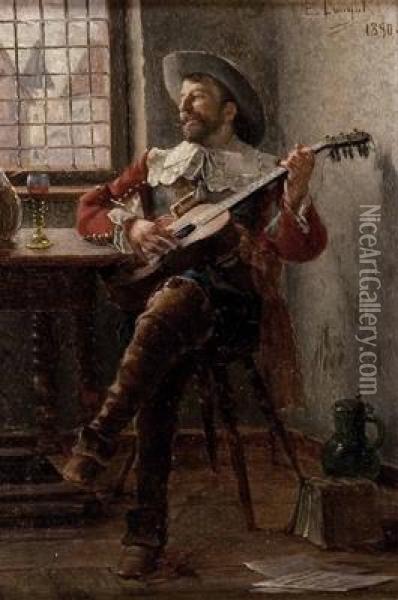 Ein Frohlicher Musikant Oil Painting - Edmond Louyot