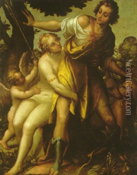 Venus And Adonis Oil Painting - Aurelio Lomi