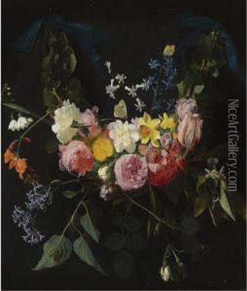A Swag Of Flowers Oil Painting - Daniel Seghers