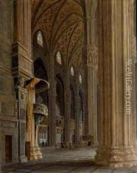 Nef De La Cathedrale De Milan Oil Painting - Jean Lubin Vauzelle