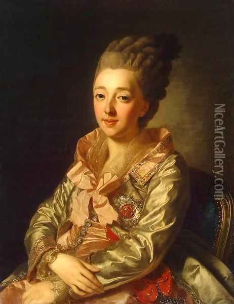 Portrait of Grand Duchess Natalia Alexeyevna Oil Painting - Alexander Roslin