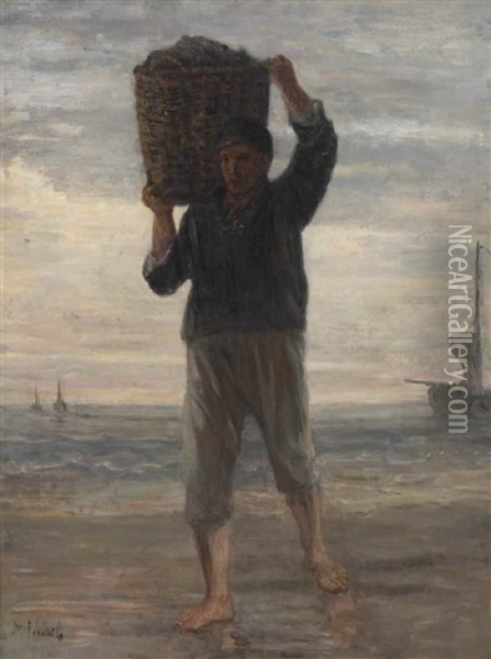 La Decharge De La Maree: The Daily Catch Oil Painting - Jozef Israels
