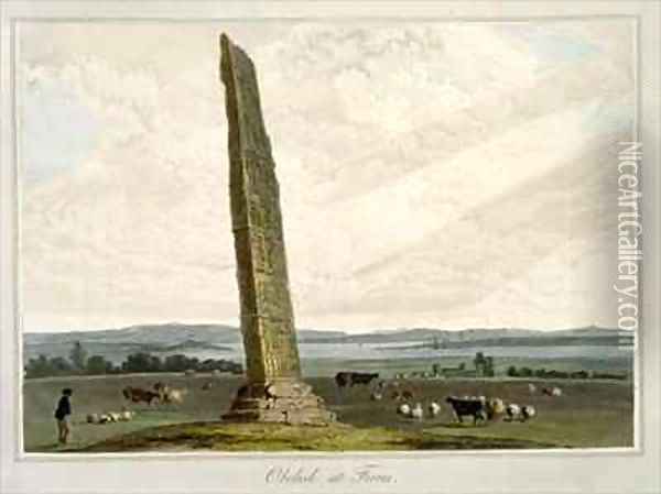 Obelisk at Forres Oil Painting - William Daniell RA