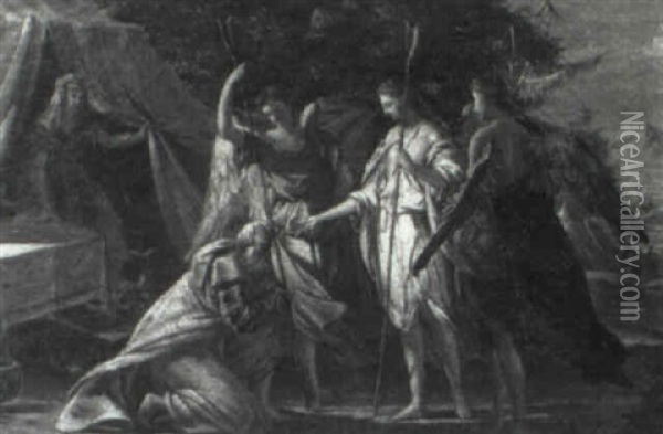 Abraham Und Die Drei Engel Oil Painting - Felice Giani