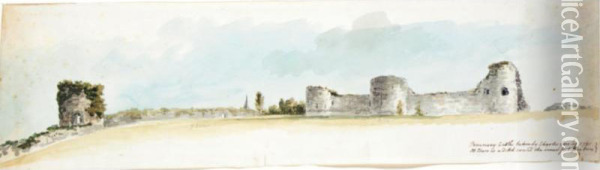 Views Of Pevensey Castle, Sussex Oil Painting - Charles Gore