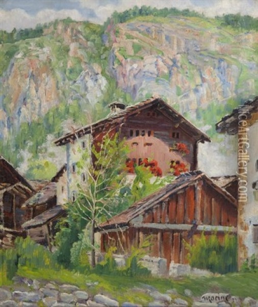Les Hauderes Dans Le Val D'herens Oil Painting - Edouard Walter Racine