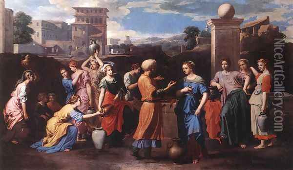 Rebecca at the Well c. 1648 Oil Painting - Nicolas Poussin