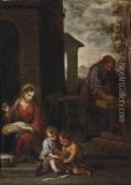 The Holy Family With The Infant Saint John The Baptist Oil Painting - Bartolome Esteban Murillo