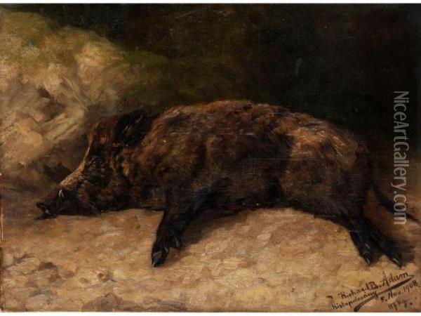 Erlegtes Wildschwein Oil Painting - Richard Benno Adam
