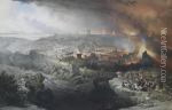 The Siege And Destruction Of Jerusalem By The Romans Oil Painting - David Roberts