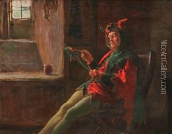 The Minstrel Oil Painting - Francis Sydney Muschamp