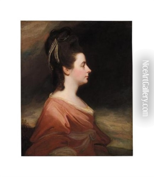 Portrait Of Harriet Gale, Mr. John Blanshard Oil Painting - George Romney