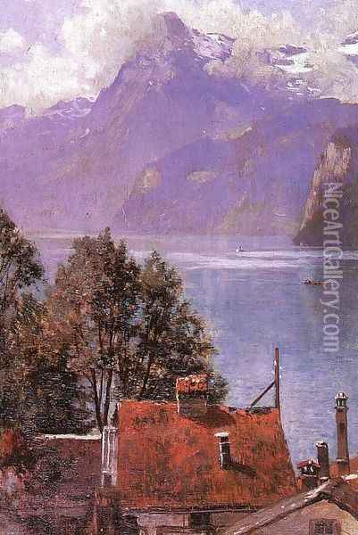 Brunnen, Lake Lucerne 1898 Oil Painting - John Douglas Woodward