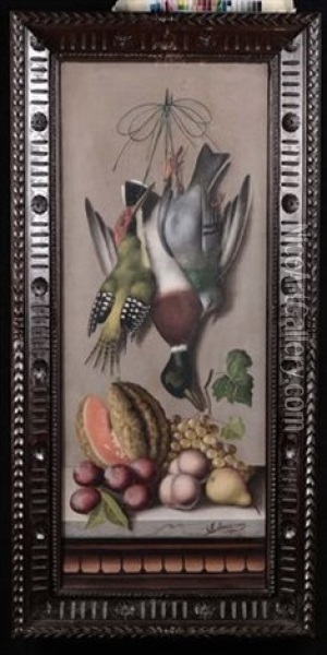 Selvaggina E Frutta Oil Painting - Michelangelo Meucci