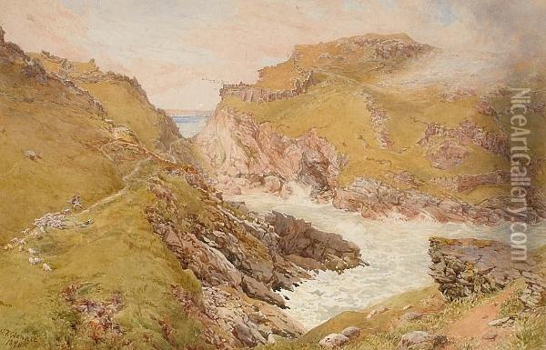 Tintagel Castle Oil Painting - Arthur Glennie