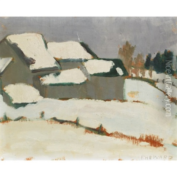 Farm In Winter Oil Painting - Efa Prudence Heward