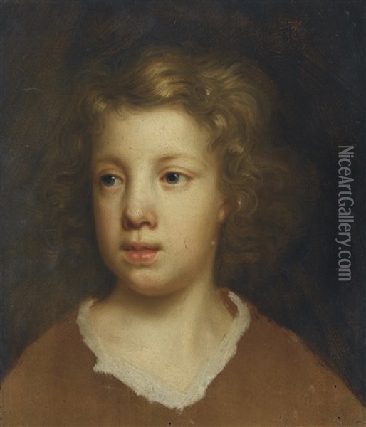 Portrait Study Of The Head Of A Boy, Probably Charles Beale, The Artist's Youngest Son Oil Painting - Mary Beale