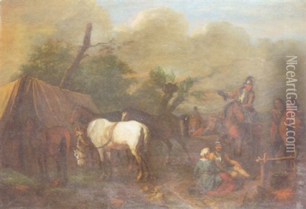 Campamento De Soldados Oil Painting - Pieter van Bloemen
