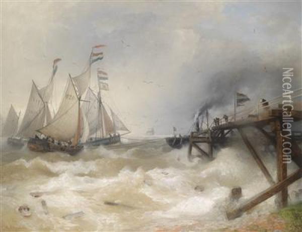 Rough Seas Oil Painting - Andreas Achenbach
